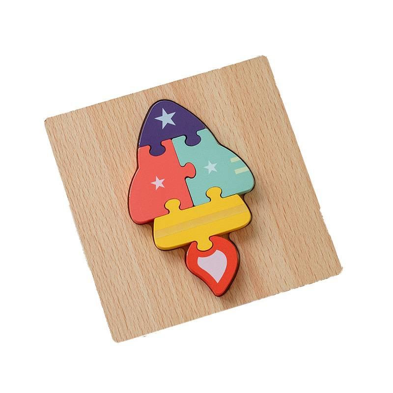 Wooden 3d Puzzle Cognitive Animal Traffic Shapes Matching Blocks For Early Education