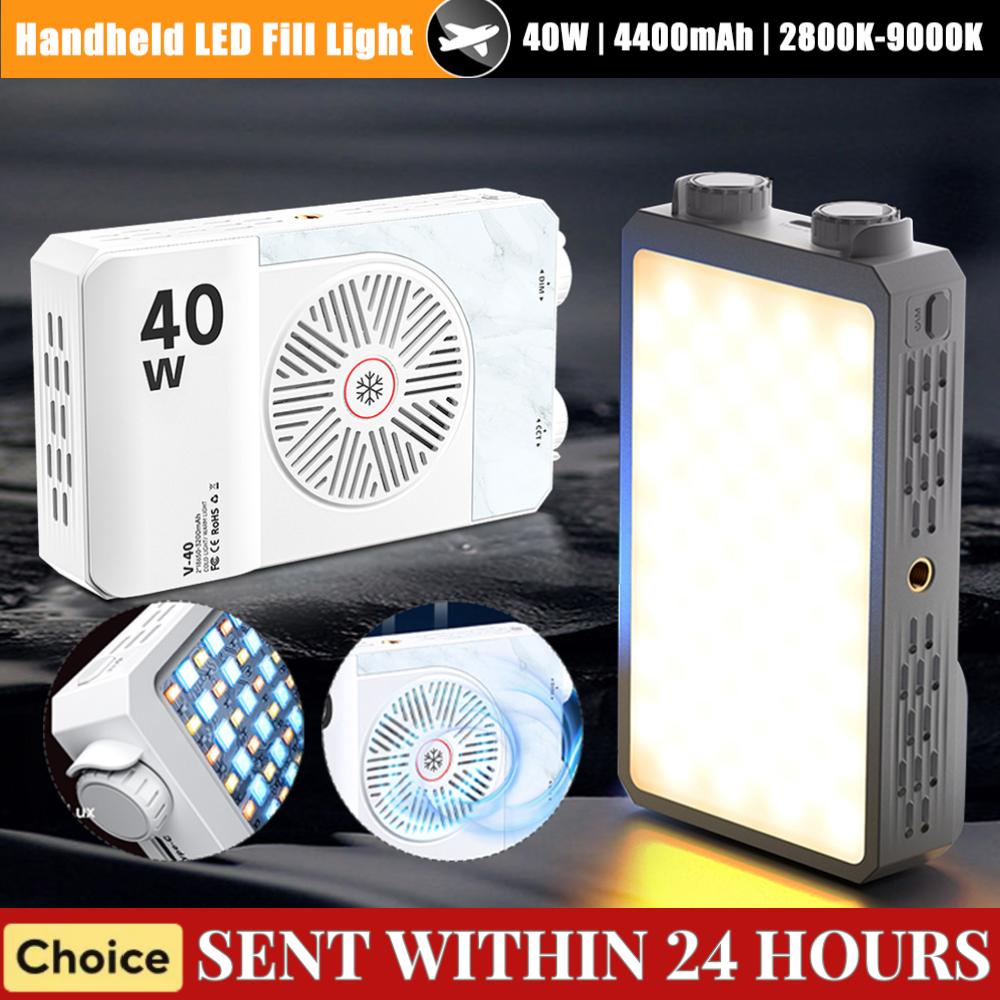 40W LED Camera Light 2800K-9000K Handheld Fill Light 4400mAh Rechargeable Photography Lighting Video Light for Photography