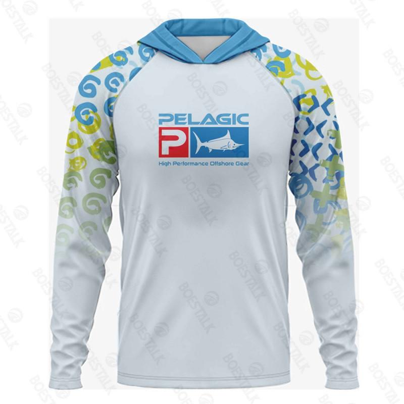 PELAGIC Langarm-Fischer-Hoodie UV-Schutz Atmungsaktiv Schnelltrocknend Bekleidung Herren
