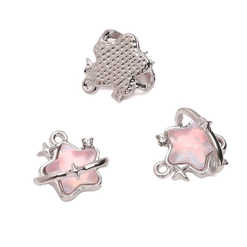 

Стеклянная звезда кулон металлические подвески для изготовления ювелирных изделий DIY браслет ожерелье серебряный/розовый