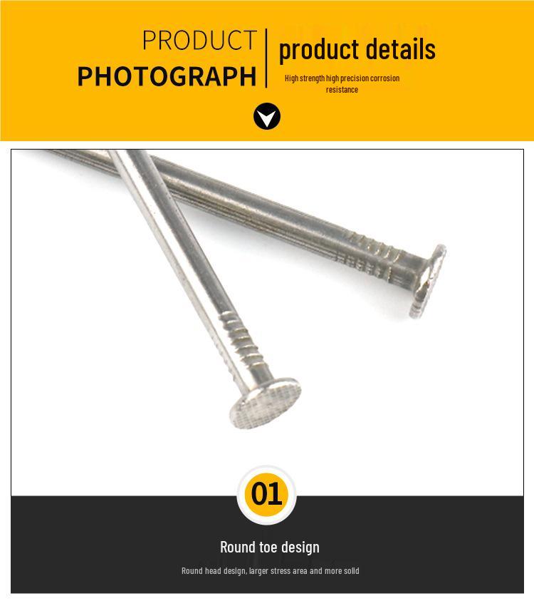 304 Stainless Steel Round Head Carpenter Nails - Available in 5/8, 1, 2, 3, 4, 5, and 6 inch sizes.