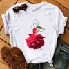 Fashion Flowers Red Rose Skirt Print T-shirt Women T Shirt Femme Harajuku Shorts Sleeves Shirt Summmer Tops Tshirt