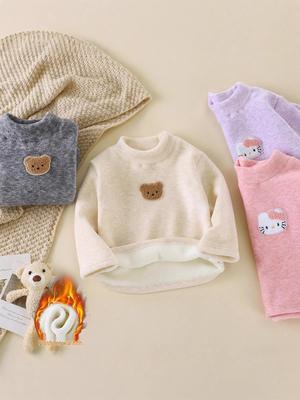 Children's Thickened Fleece-Lined Hoodie for Boys and Girls - High Collar Winter Base Layer