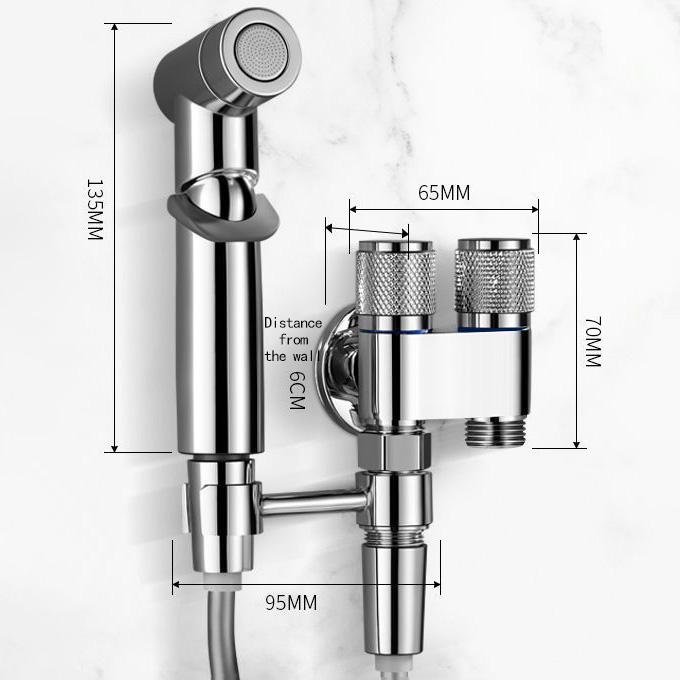 HLK New High Quality Brass Wall-Mounted One in Two Out Shattaf Bidet Sprayer for Toilet and Kitchen High Pressure Hand Bidet