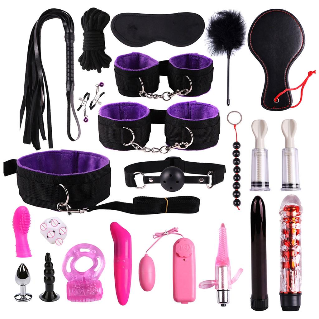 (SU)Whip Rope Suit Massaging Anal Butt Plug Ring Vibrator Couple SM Kit  Toys Set