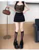 Chic Elastic Waist Pleated White Lace Skirt - Sweet High-Waist, Layered for Autumn/Winter