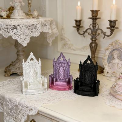 Figura de Mini Trono Yousheng Silla Estilo Gótico Impresa en 3D Decoración Mini Adornos de Paisaje para Accesorio de Casa de Muñecas