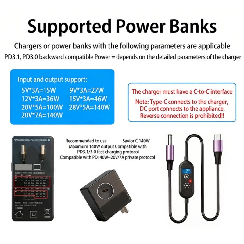 Fast Speed 140W Type C Male To DC5525 5521 Power Supply Cord For Efficient Charging Of Various Devices