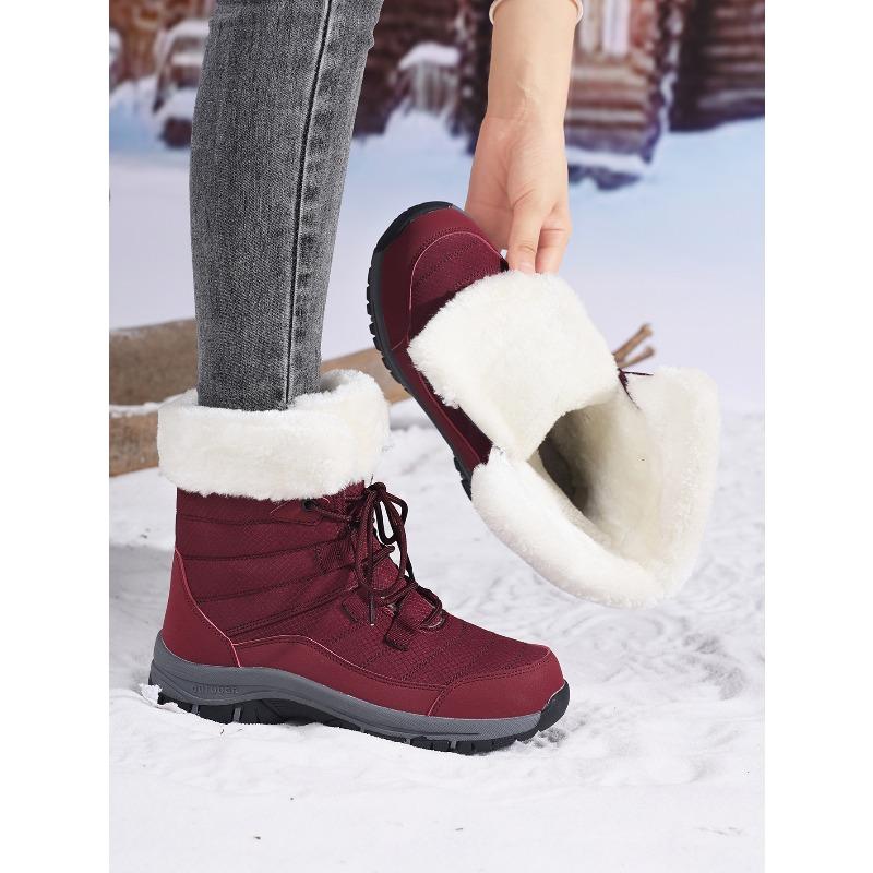 Waterproof Snow Boot Women's Plush Cotton Shoes Ladies Warm  High-top Boots Winter Outdoor Sneakers for Trekking Hiking