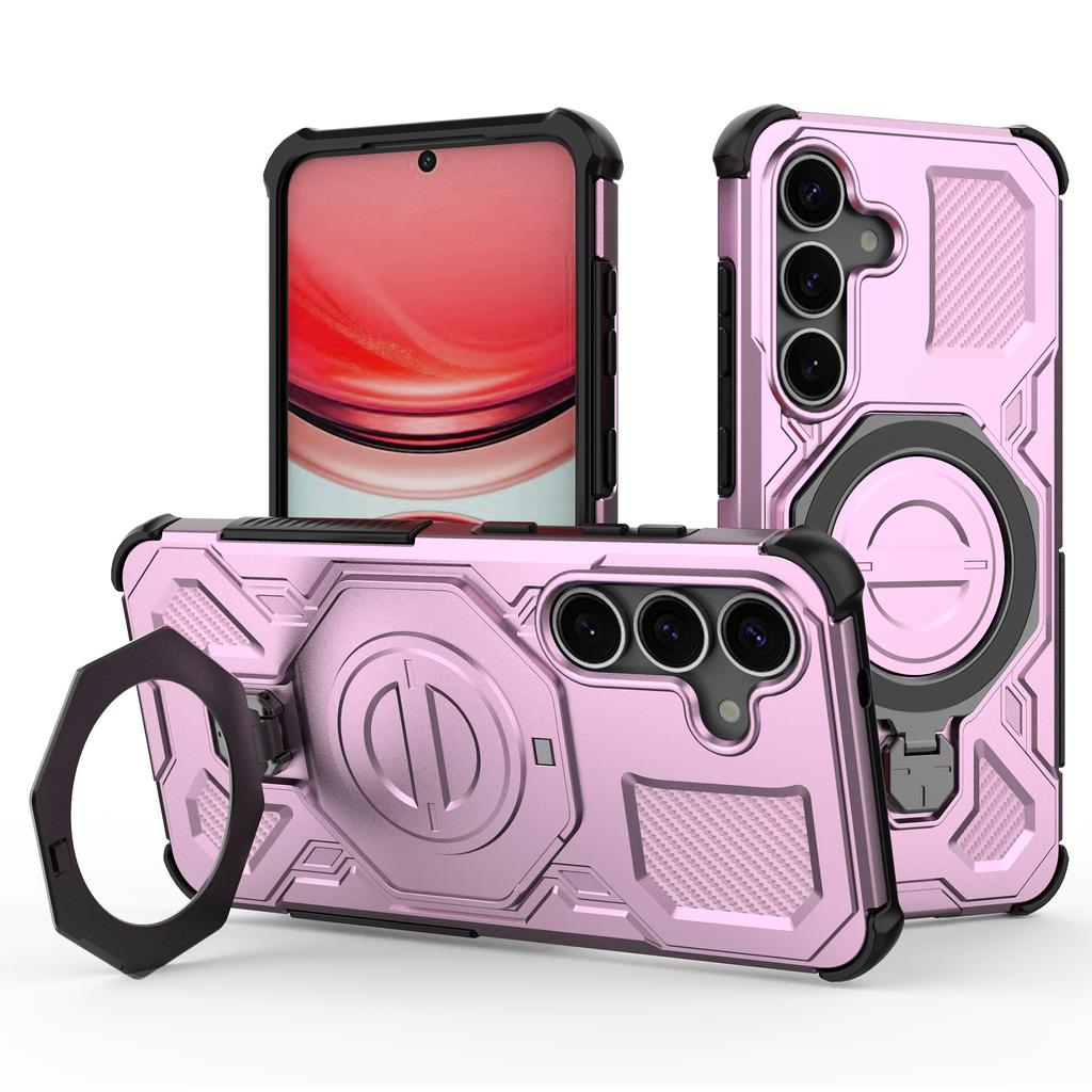 Für Samsung Galaxy S25+ Magnetische Hülle Drehbarer Metall-Aufsteller PC+TPU Handy-Rückseite