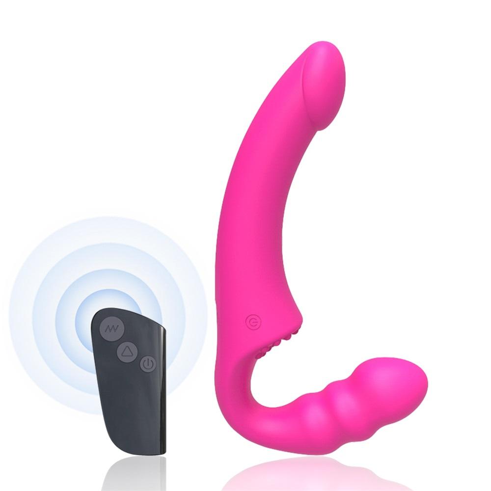 Trägerloser Strapon-Dildo-Vibrator für Paare Strapon für Lesiban Drahtlose Fernbedienung Doppelkopf-Vibrator Sexspielzeug für Erwachsene