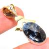 Natural Pietersite Gemstone TwoTone 925 Solid Sterling Silver Pendant 1.75" Z3p10