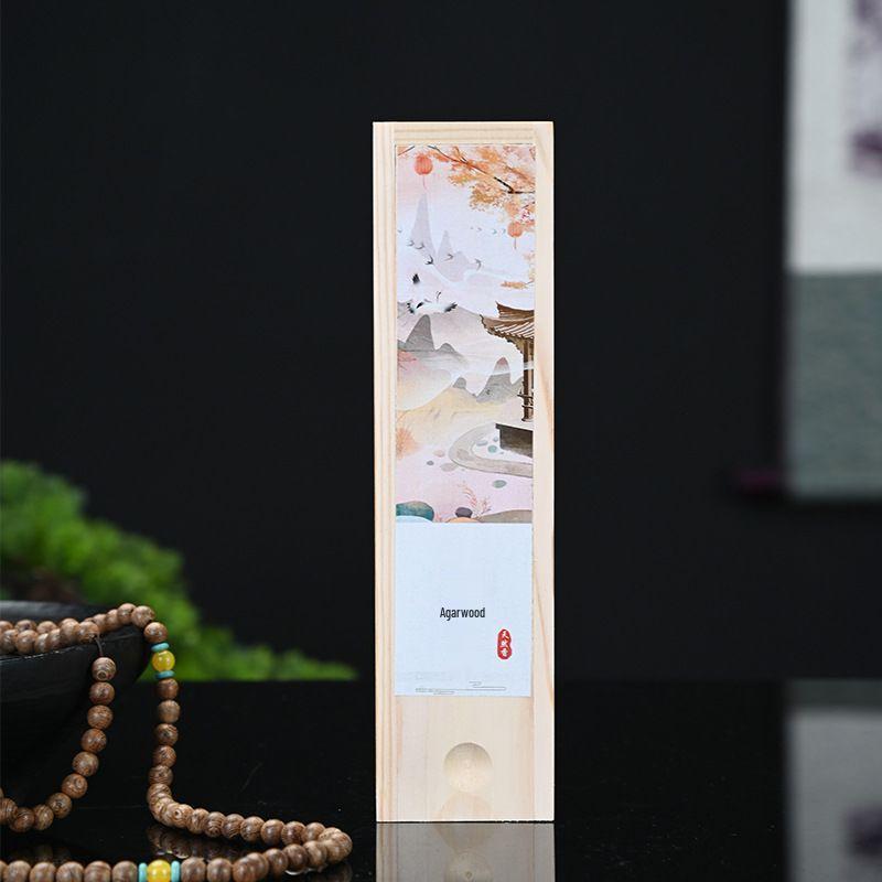 Agarwood Sandalwood Oudh Incense Sticks in Premium Wooden Box - Long-Lasting Indoor Fragrance