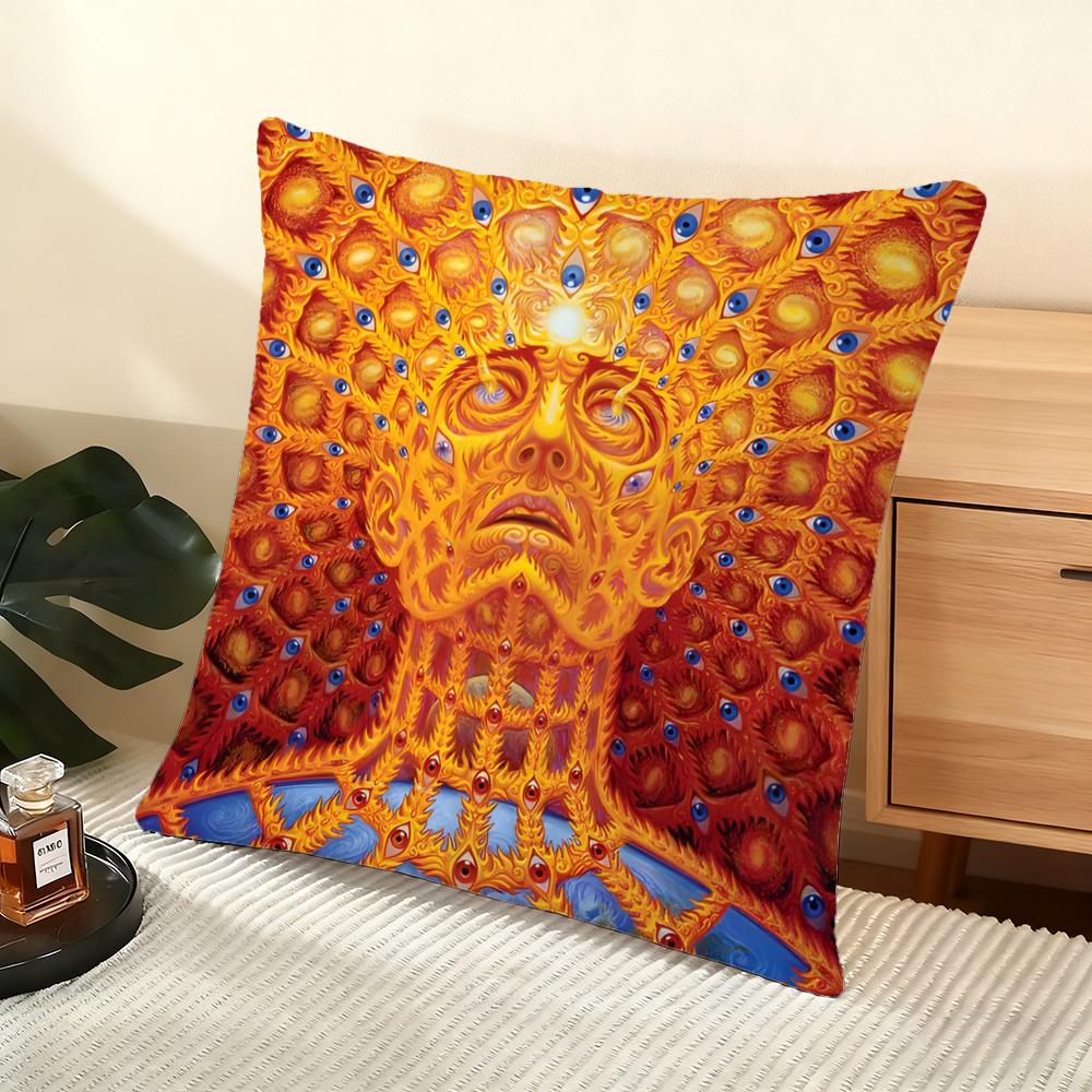 A-Alex G-Grey Trippy Cushion Cover Soft Short Plush Pillow Cover Smooth Cozy Texture Aesthetic Cushion Case Home Decor