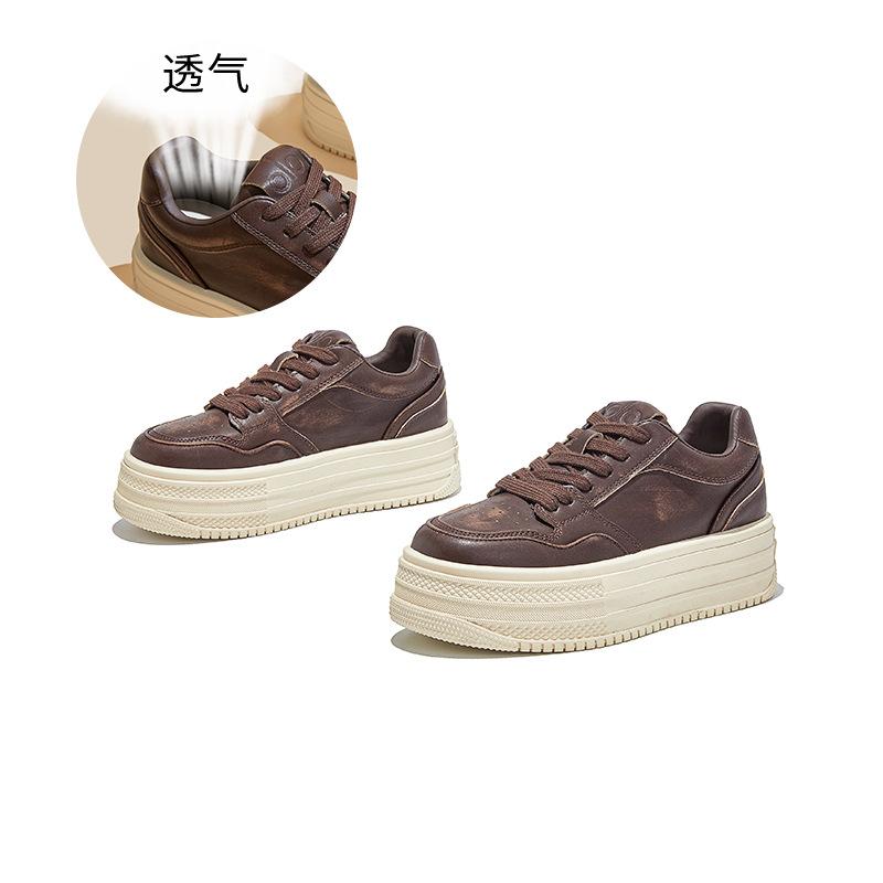 Leather Little White Shoes Women's 2025 Autumn New Women's Platform Heightening Board Shoes Versatile Casual Single Shoes Sports Women's Shoes