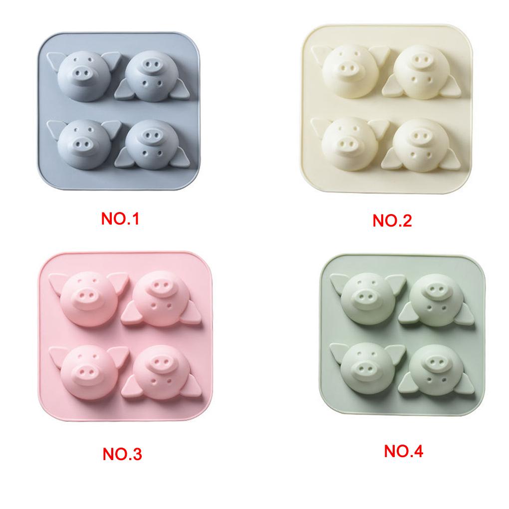 Kakiyi 4 Hole Cartoon Pig Animal Cake Mold Silica Gel Mould Bakeware Baking DIY Tools Accessories Fondant