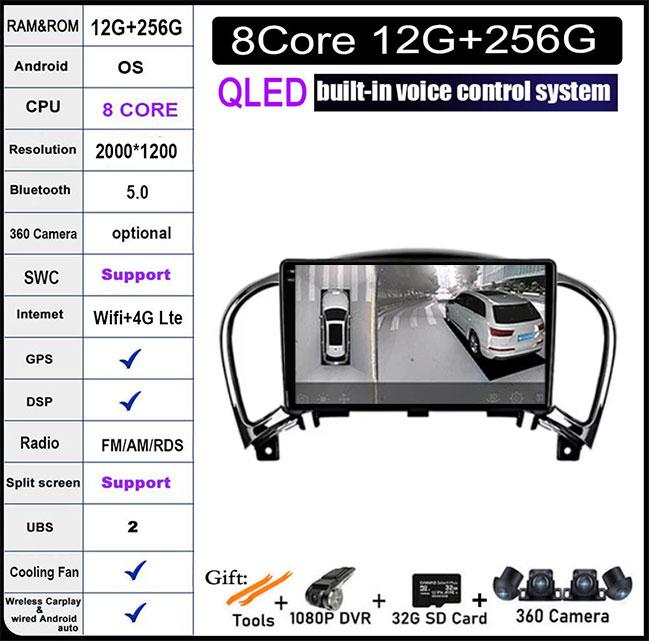 9" 2.5D Screen Android 14 Auto Multimedia Navigation GPS Auto Radio Video Stereo For Nissan Juke YF15 2010 2012 2013 2014