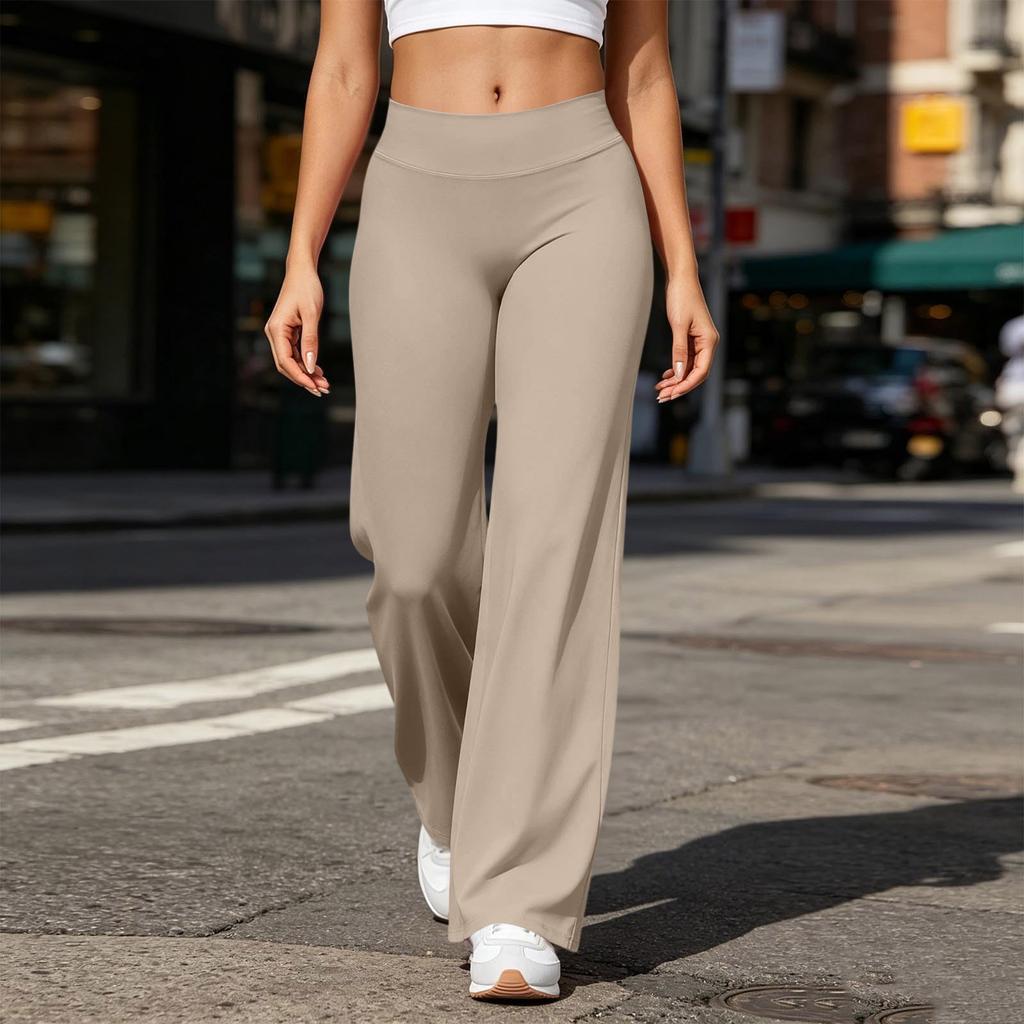 Women's High Waist Straight Leg Yoga Pants with No Toe Design