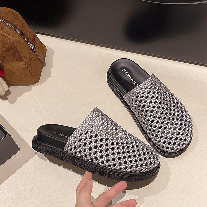 

Fashion Mesh Weave Women Flats Mules Shoes Summer Platform Slippers Designer Slingback Sandals 2025 New Trends Casual Flip Flops Zapatos 40