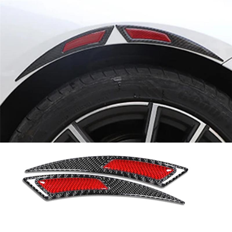 Authentic Car Front Wheel Eyebrow Stripe Tire Eyebrow Protector Guard Universal Wheel Eyebrow Trim Sticker Carbon Fiber  Red