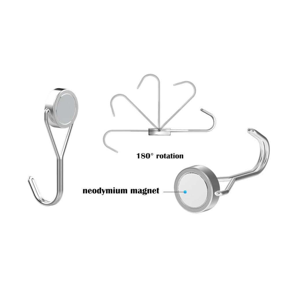 Magnetic Hooks 360° Super Strong Magnetic Hooks For Kitchen Bathroom No Hole Hooks 4pcs Pack