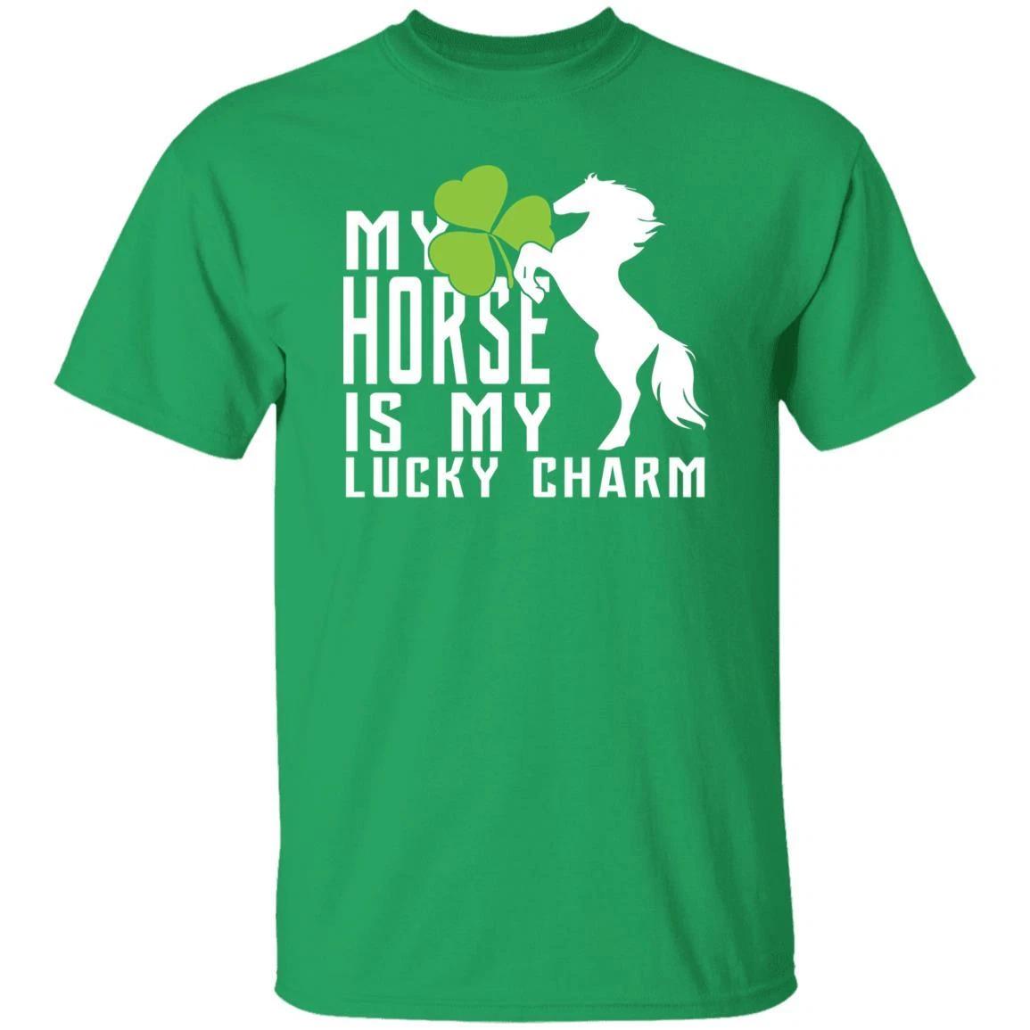 My horse is my lucky charm St Patrick Day Unisex t-shirt 4XL 5XL 6XL Irish Green 4XL