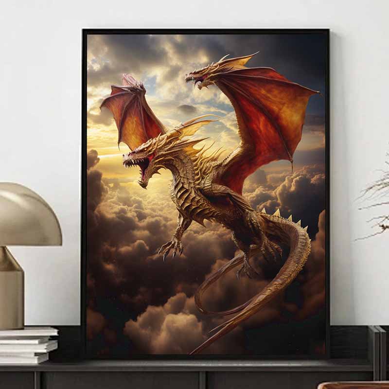 New Arrival 5D DIY Full Circle Diamond Painting "Flying Dragon" Embroidery Cross Stitch Home Decor Gift