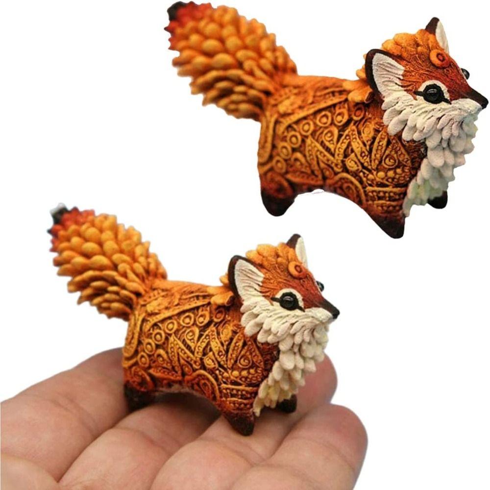 Animal Resin Crafts Ornaments Totem Fox Miniature Figurine Desktop Decorations Fox Totem Statue