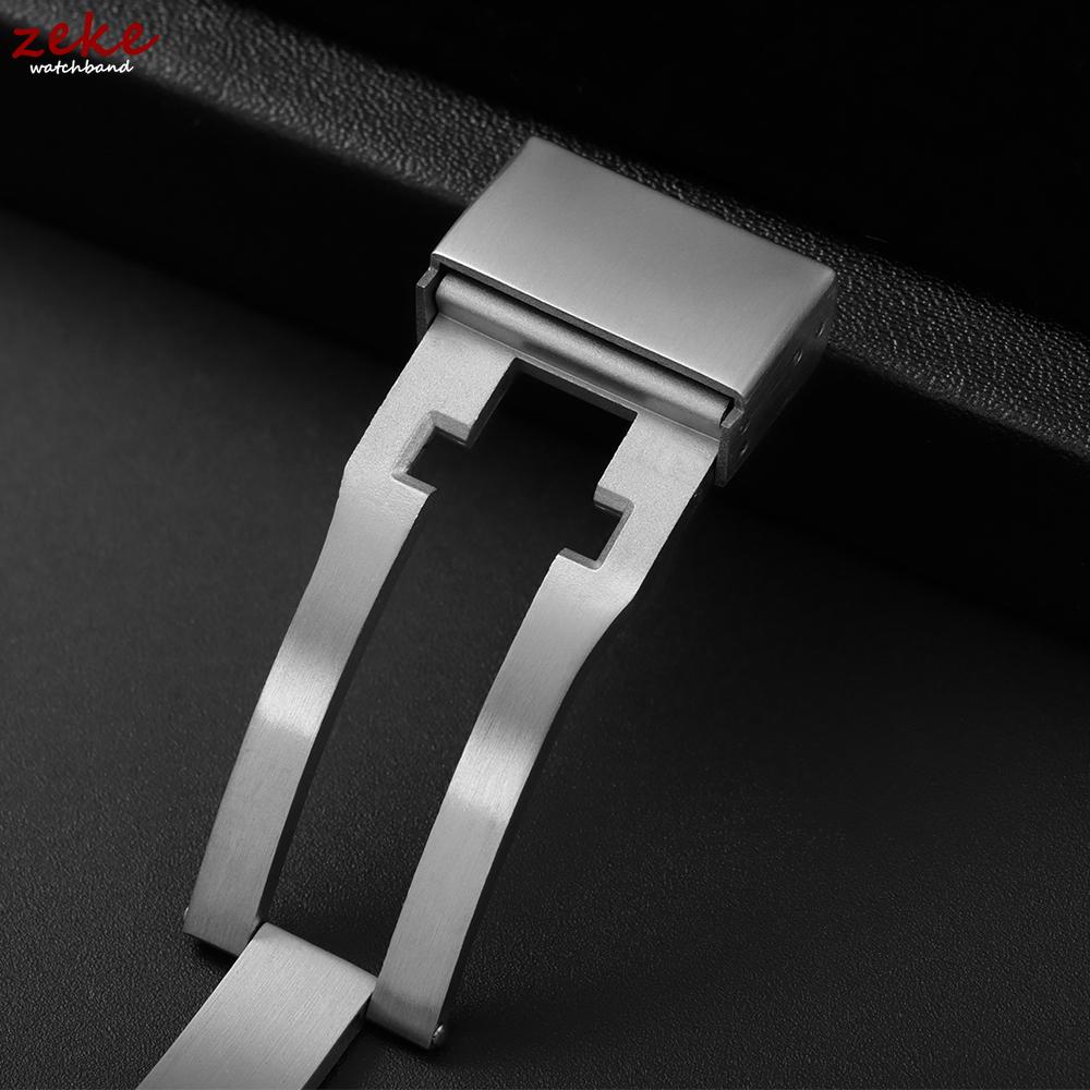 19mm Watch Buckle for Conquest Solid Stainless Steel Brushed Folding Buckle Double Push Adjustable Silicone Strap Watch Clasp