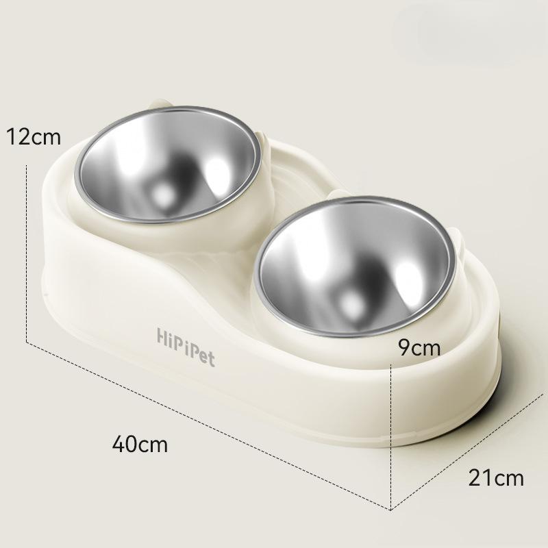 New Cat High-low Partition Cute Cat Ceramic Double Bowl Cat Bowl Drinking Water Feeding Dog Bowl Anti-knock Over Pet Bowl