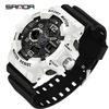 SANDA 3168 White Sport Watch LED Digital 50M Waterproof Watch Men Multifunction Clock Relogio Masculino Men Military Watches