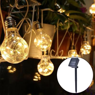 Solar String Lights Outdoor Waterproof Garden Fairy Lamps For Terrace Balcony Camping Party Decoration Retro Bulbs