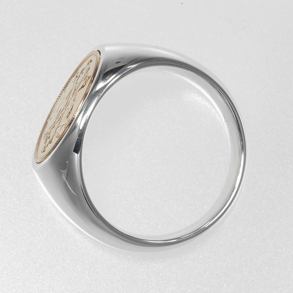 HERMES Exlibris Chevalier Ring Silver925/K18 Pink Gold #6.4(US Size) 11.5g Women Used