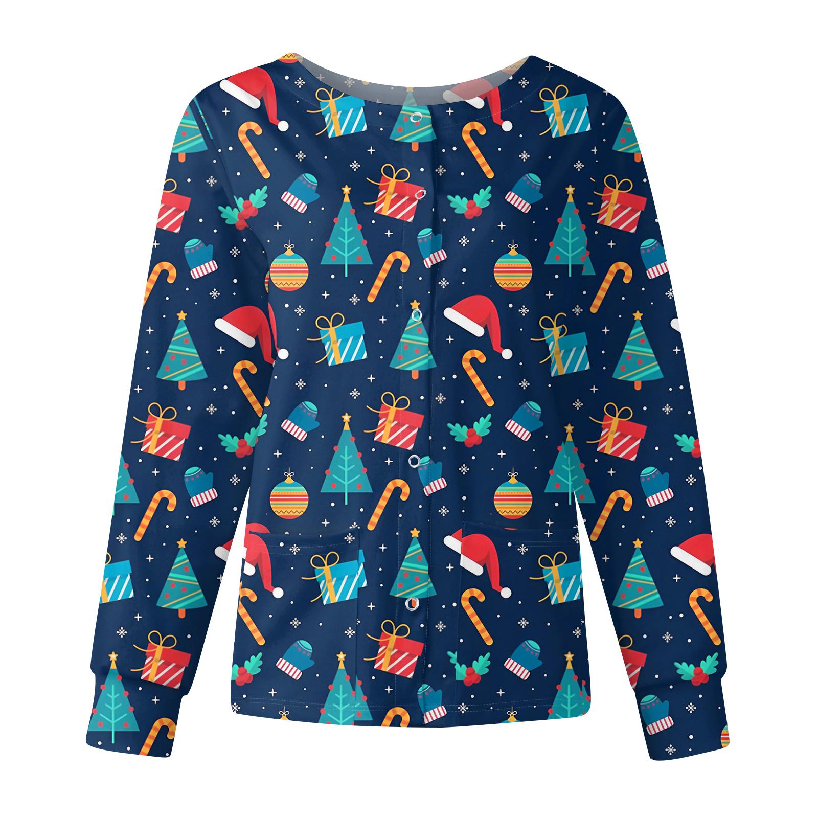 

Женская повседневная модная куртка с длинным рукавом, воротником-стойкой, на одной пуговице, с рождественским принтом, рабочая куртка, топы XXXXL