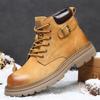 2025 Herbst/Winter Herren Gelbe Leder Martin Wander- & Arbeitsstiefel - Dicke Sohle Britischer Stil