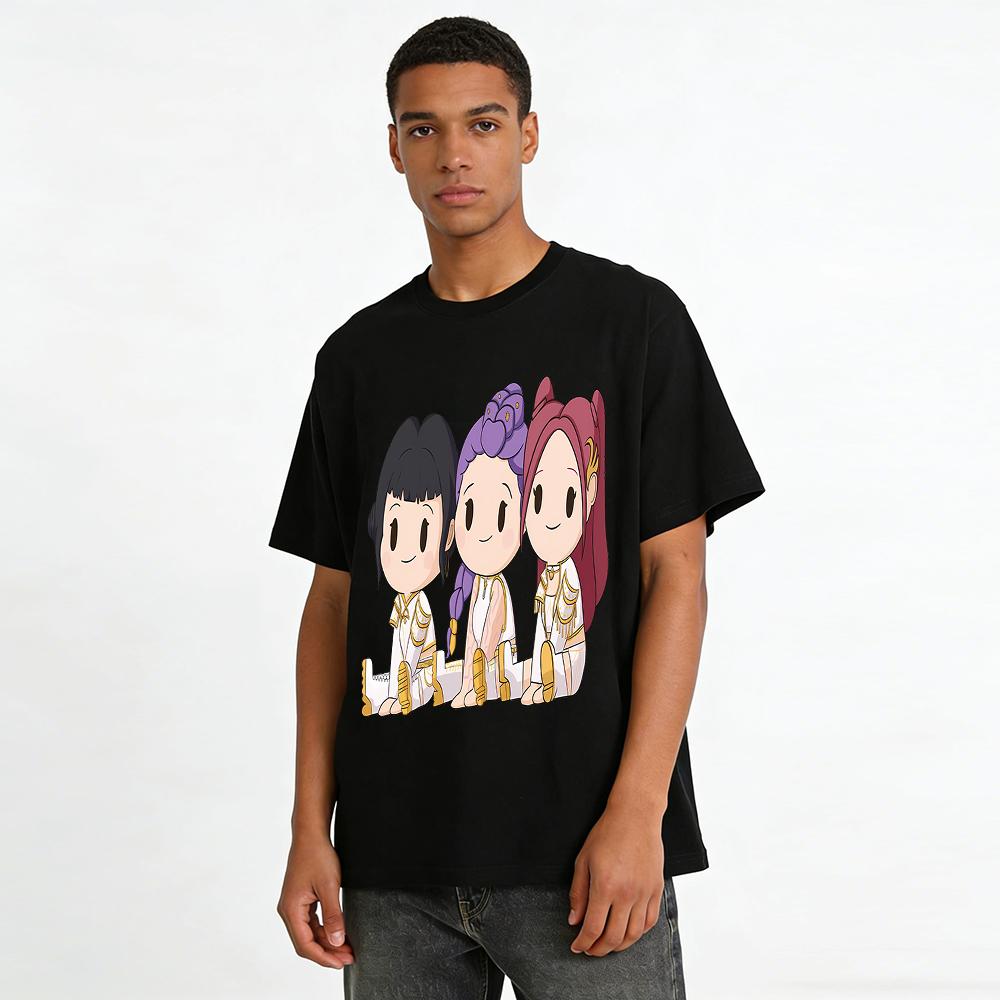 Cute Q Version Girl Group Print Top Casual Loose Comfortable Daily Versatile Long Sleeve T-Shirt Pure cotton T-shirt