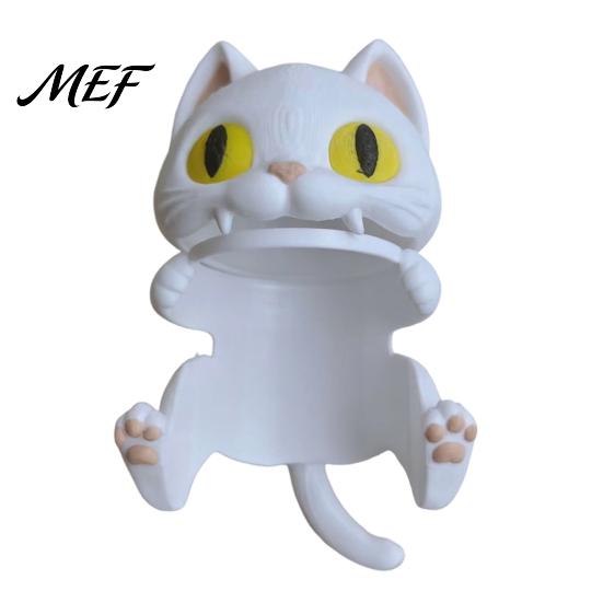 Funny Desktop Ornament 3D Printed Bat Can Holder, Cartoon Vampire Cat Stand Soda Holder for Standard Cans, Halloween Decor, Novelty Party Gift Drink