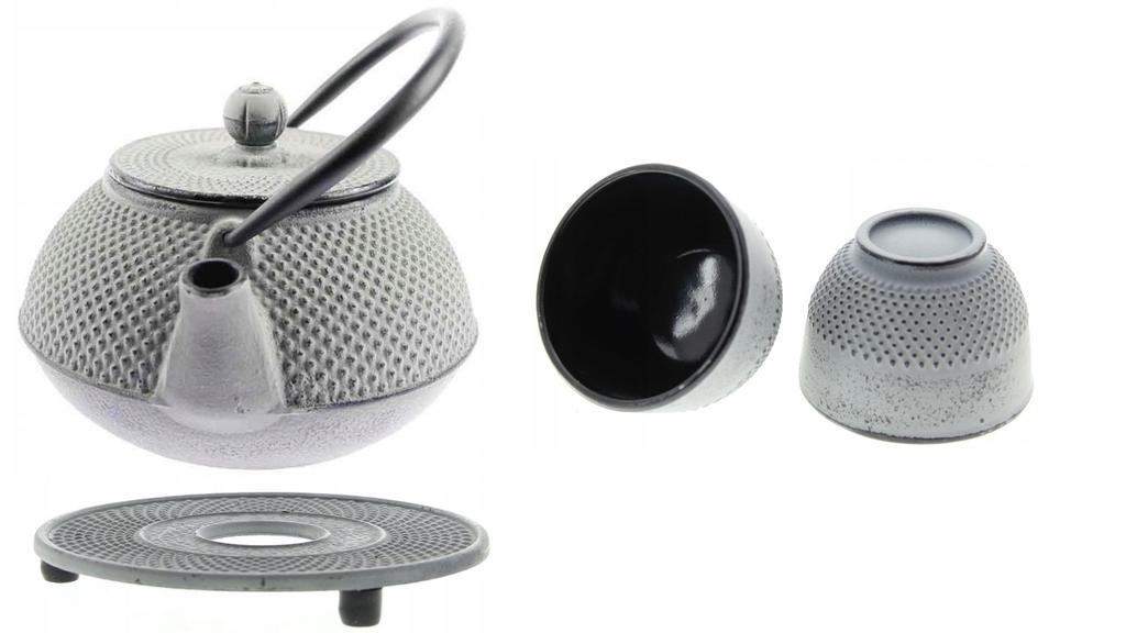 Cast Iron Kettle 0.8L With Infuser + 2 Cups Tea Set