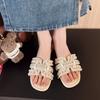 Seaside Beach Versatile Pearl 2025 Flat-bottomed Slippers Women Wear Sandals Fairy New Soft Bottom Small Fragrant Summer