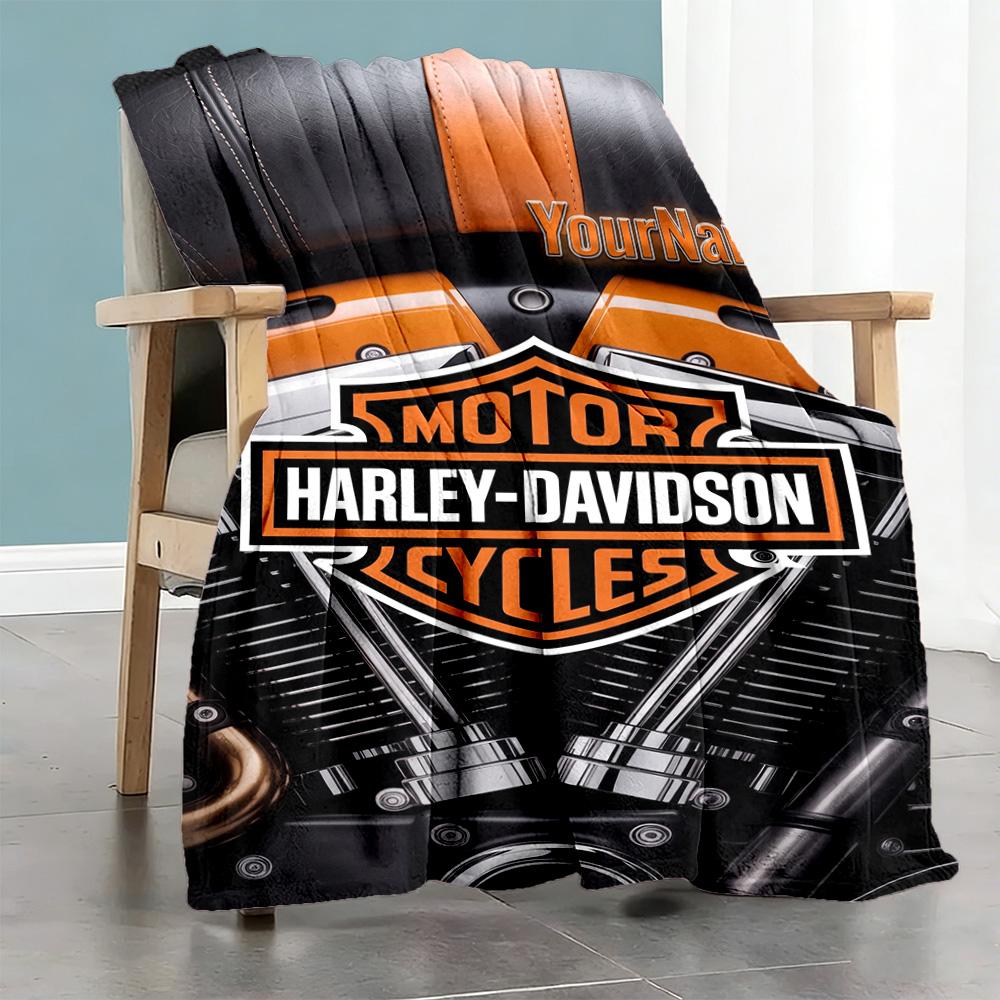 Harley-davidson Motorcycles Customize Text Blanket Gift Personalized Blanket Durable Comfort Suitable for Picnics Home Decor Couch Office Chair