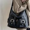 Coole Gothic Heiße Mädchen Schultertaschen Einfarbige Damen Umhängetasche Große Kapazität PU-Leder Damen Tragetaschen Rucksack