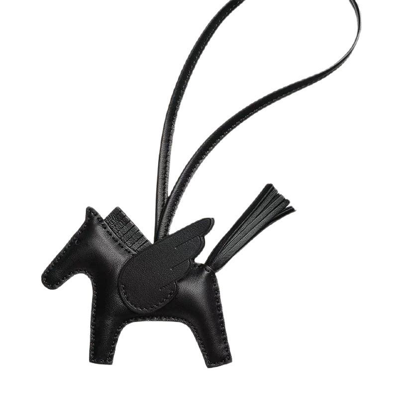 Håndsømmet Ekte Skinn Pony Veskeanheng - Søtt Lammeskinn Flygende Hest Design