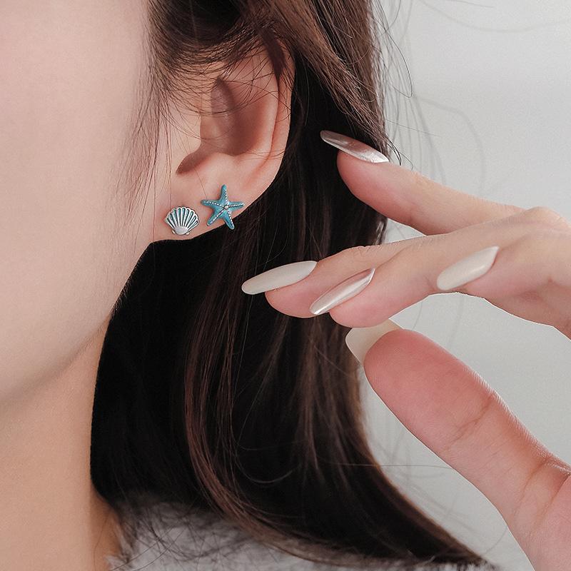 Fashion Starfish Stud Earrings Women Girl Gift Cute Banquet Ocean Style Earrings Asymmetry Jewelry Dropshipping Wholesale