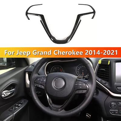For Jeep Grand Cherokee 2014- Car Sticker Carbon Fiber Steering Wheel Cover Trim Cover Decoration Frame Interior Accessories