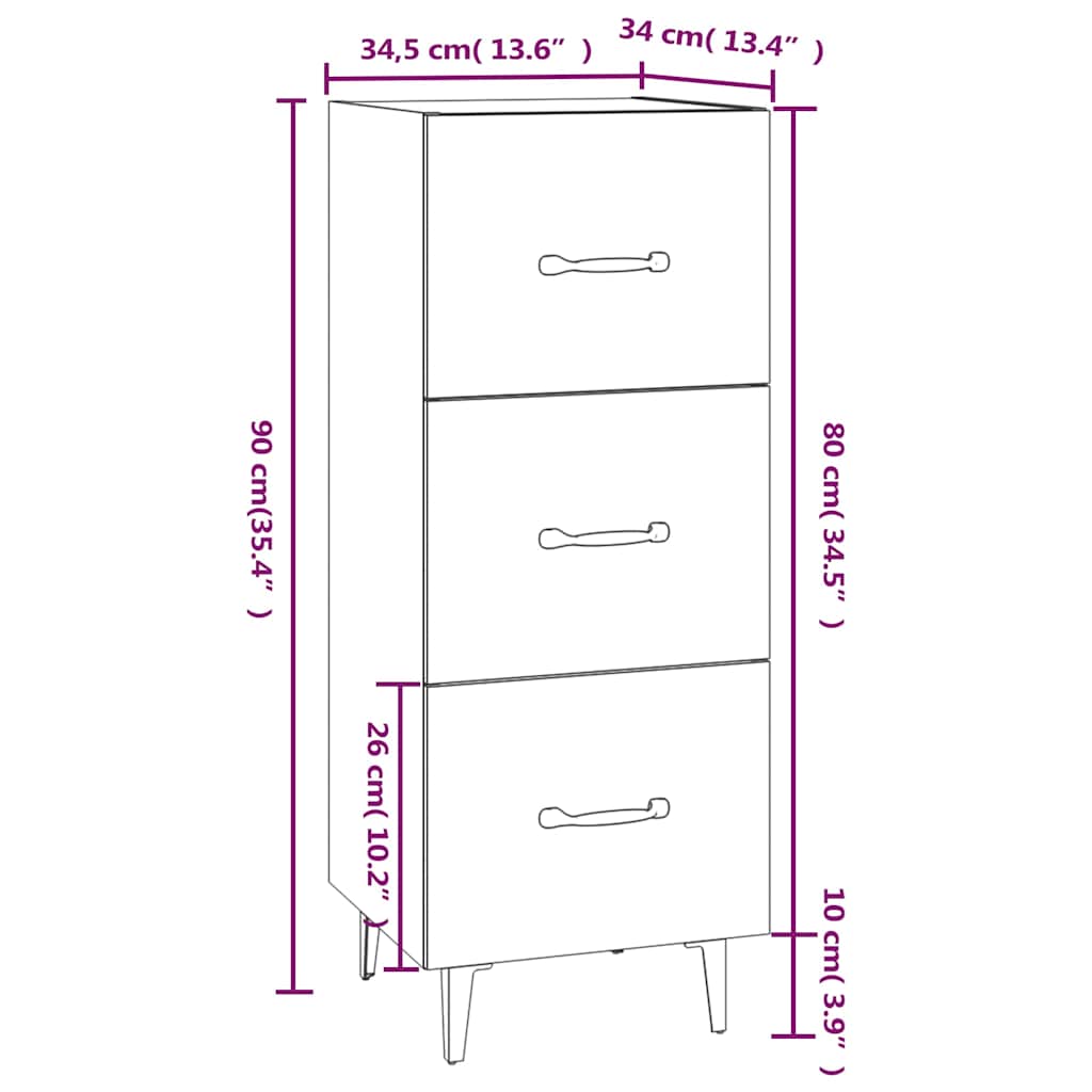Sideboard Black 34.5 x 34 x 90 cm Particleboard