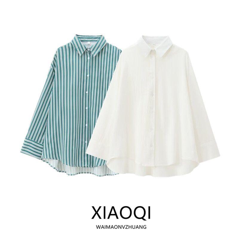 Fashion Style 2024 Autumn New Women's Clothing Easiest for Match Cotton Fine Cotton Long Sleeves Lapel Shirt 7200001