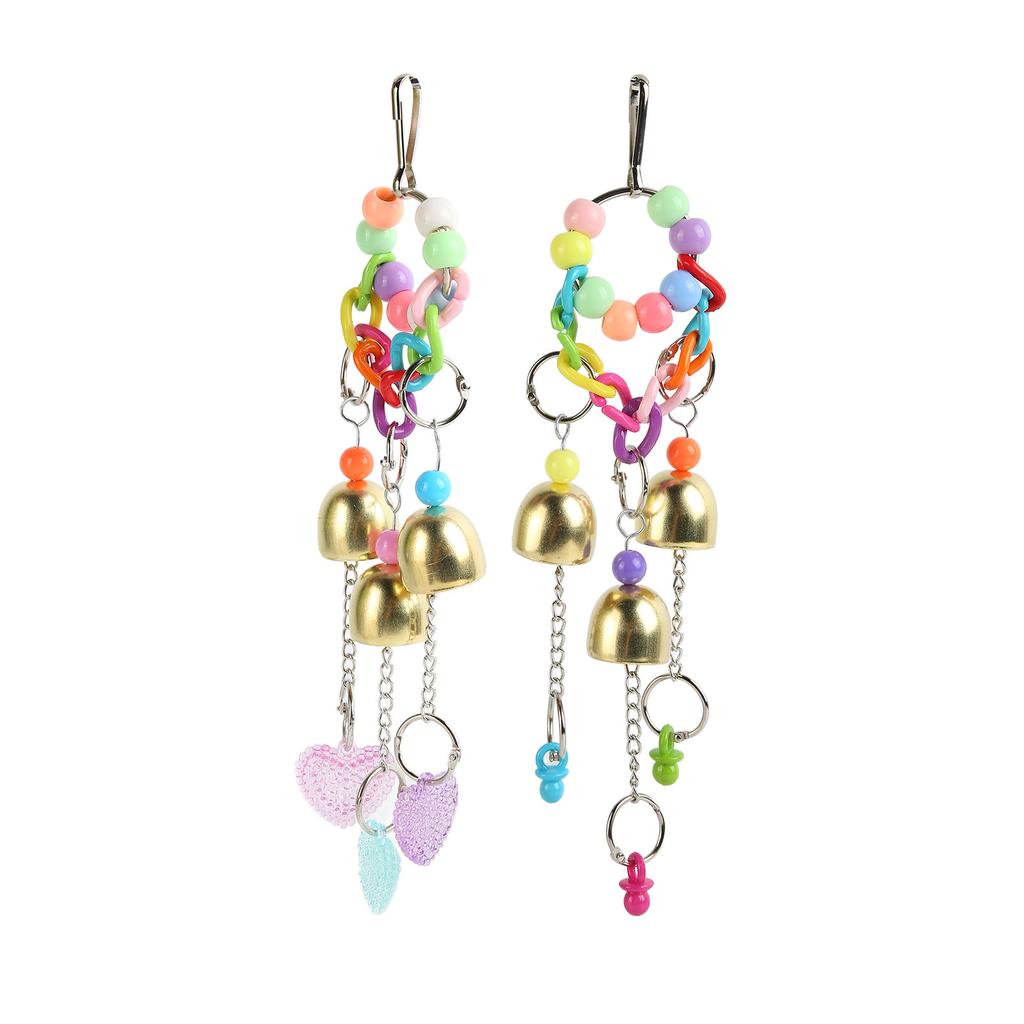 Vogelglocken Spielzeug Liebe Lustig Bissfestigkeit Liebesherz und Schnuller Hängendes Papagei Glockenspiel für