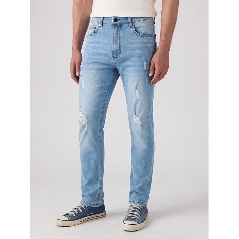 New Denim Ripped Men S Pants Trendy Denim New Pants New Slim Fit XS синий