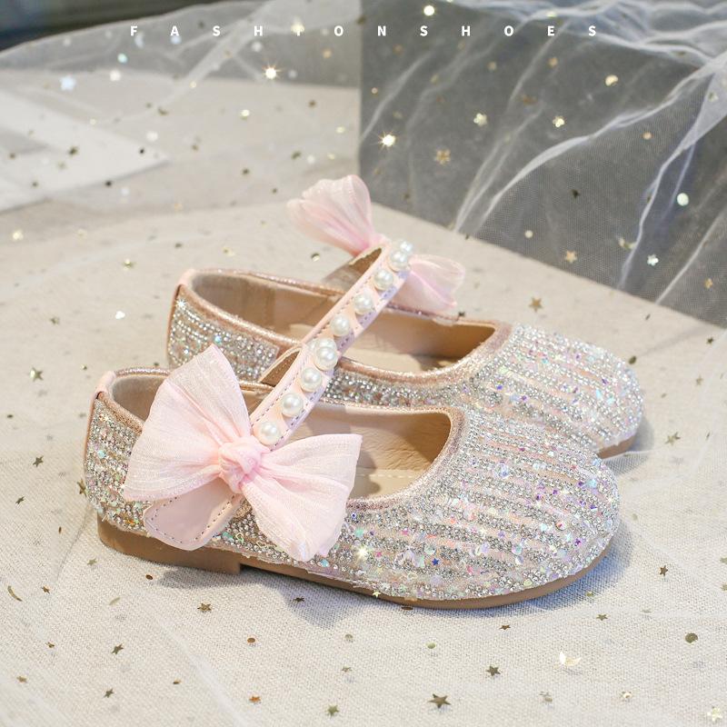 

Туфли принцессы для девочек весна лето осень зима хрустальные туфли детская обувь 2025 новые зимние платья туфли для девочки с цветами маленькие кожаные туфли 23-30 yards whole box shot 64 pairs розовый