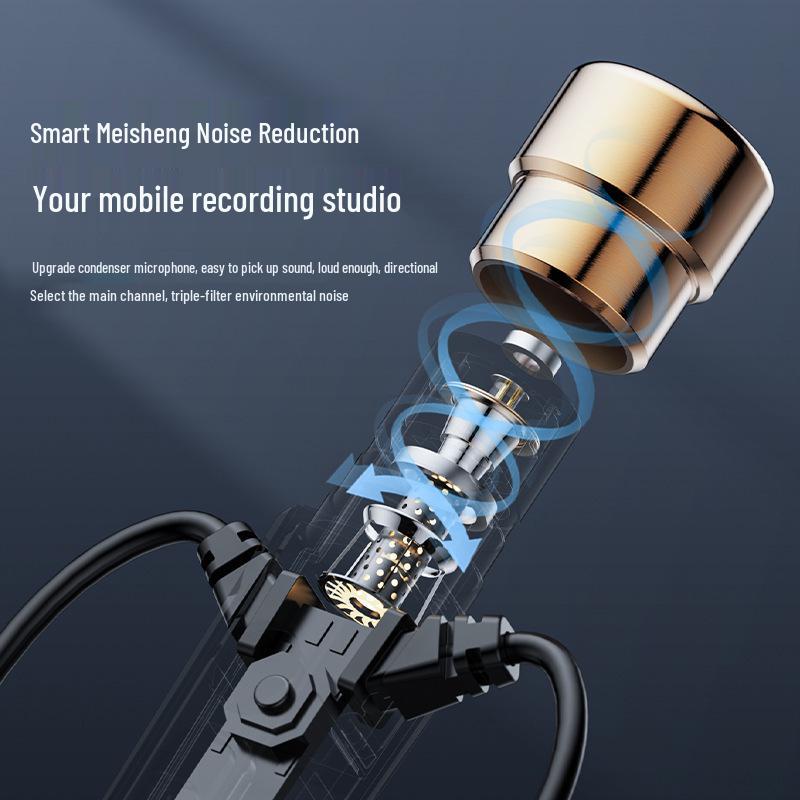 New Stereo Over-Ear Wired Headphones with Live Singing and Reverb Monitoring for K-Song Recording